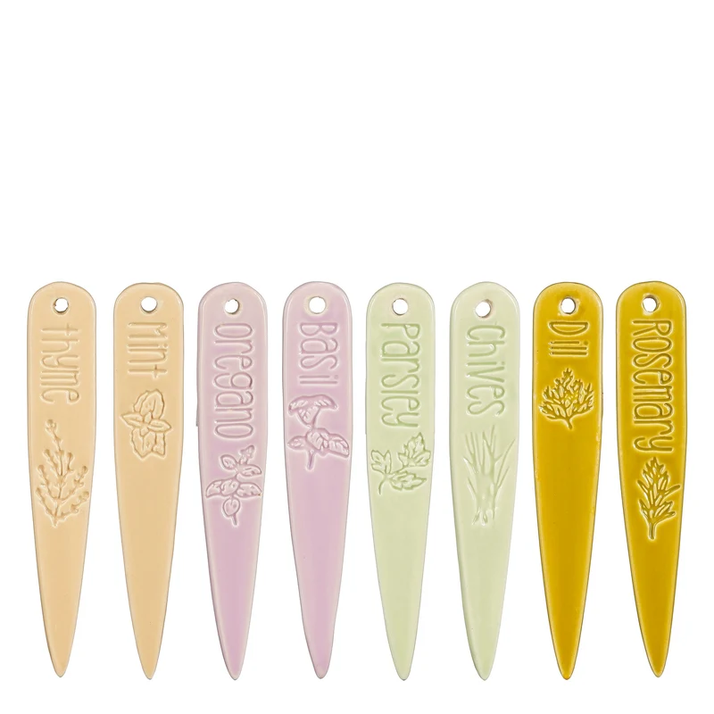Gartenstecker Kräuter lila beige hellgrün ocker 8 Stück - L2xB0,5