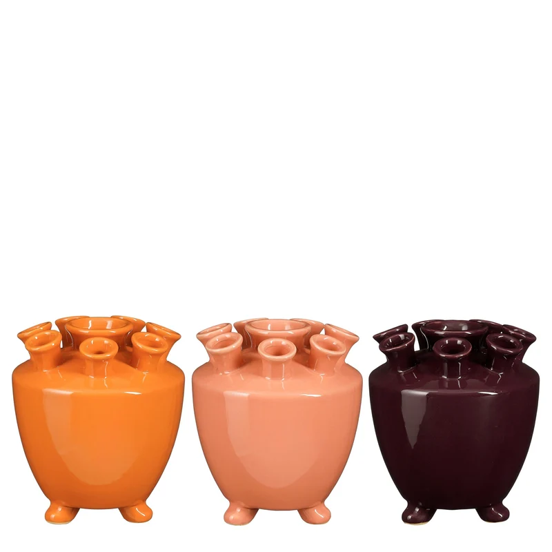 Otilia Tulpenvase lila rosa orange 3er Set - H17xØ15cm