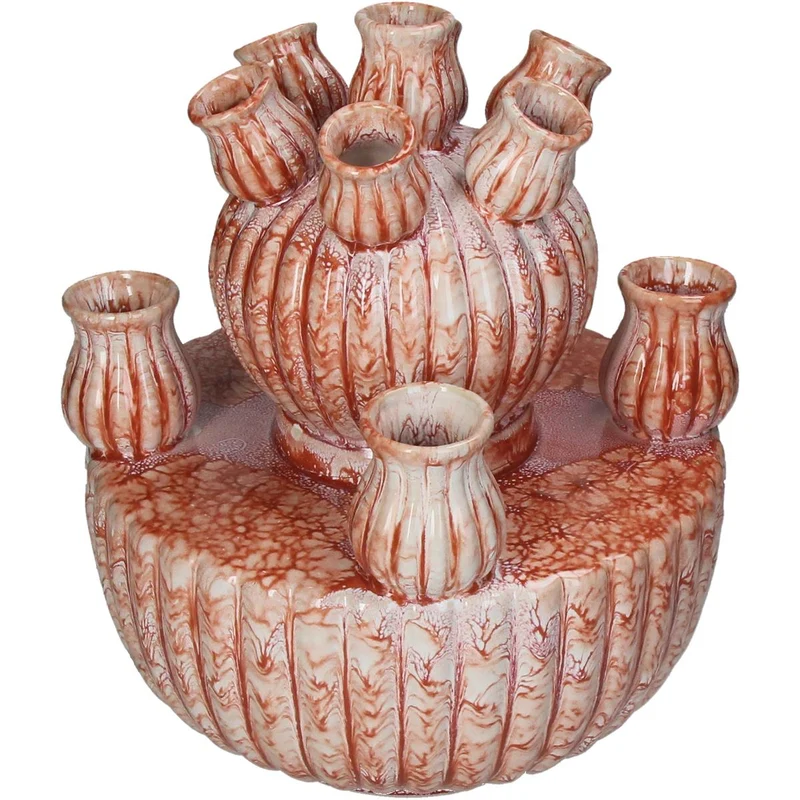 Vase aus Steingut, orange, 23,5 x 23,5 x 27,5 cm