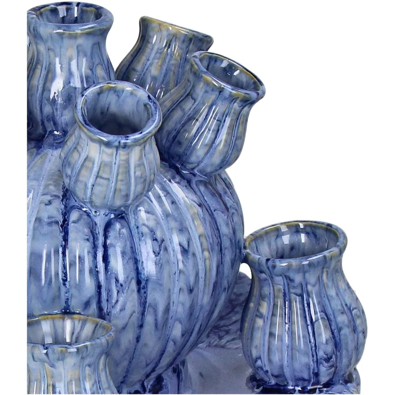 Vase Steingut Blau 23,5x23,5x27,5cm