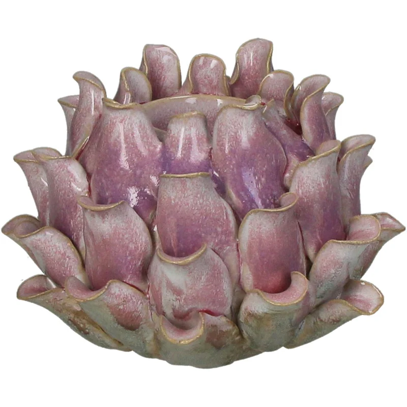 Kerzenhalter Blume Steingut Rosa 14,5x14,5x10,5cm