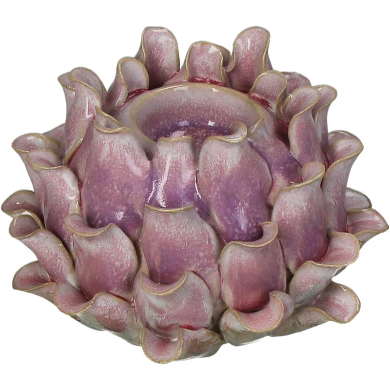 Kerzenhalter Blume Steingut Rosa 14,5x14,5x10,5cm