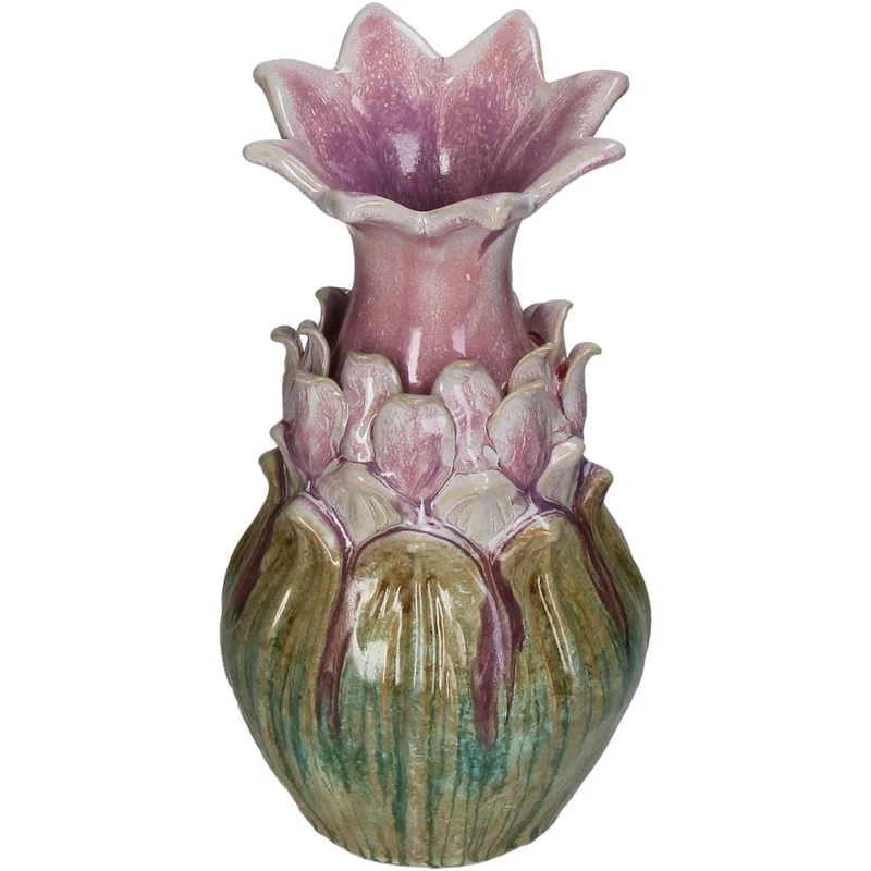 Vase aus Steingut, rosa, 14,5 x 14,5 x 27,5 cm