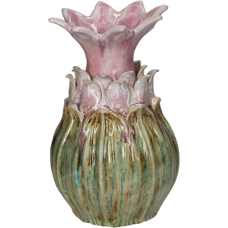 Vase Steingut Rosa 13x13x21,5cm