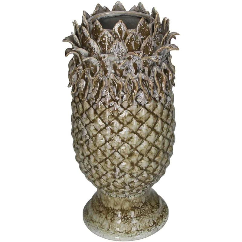 Vase Steingut Grün 17,5x17,5x35cm