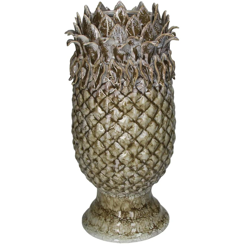 Vase Steingut Grün 17,5x17,5x35cm