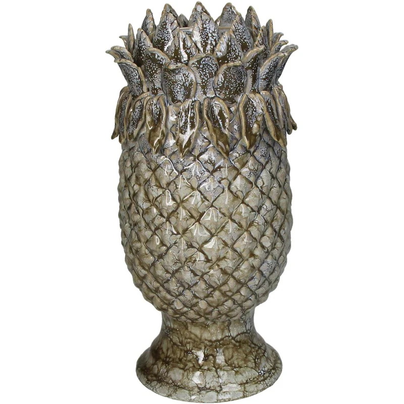 Vase Steingut Grün 13,5x13,5x29cm