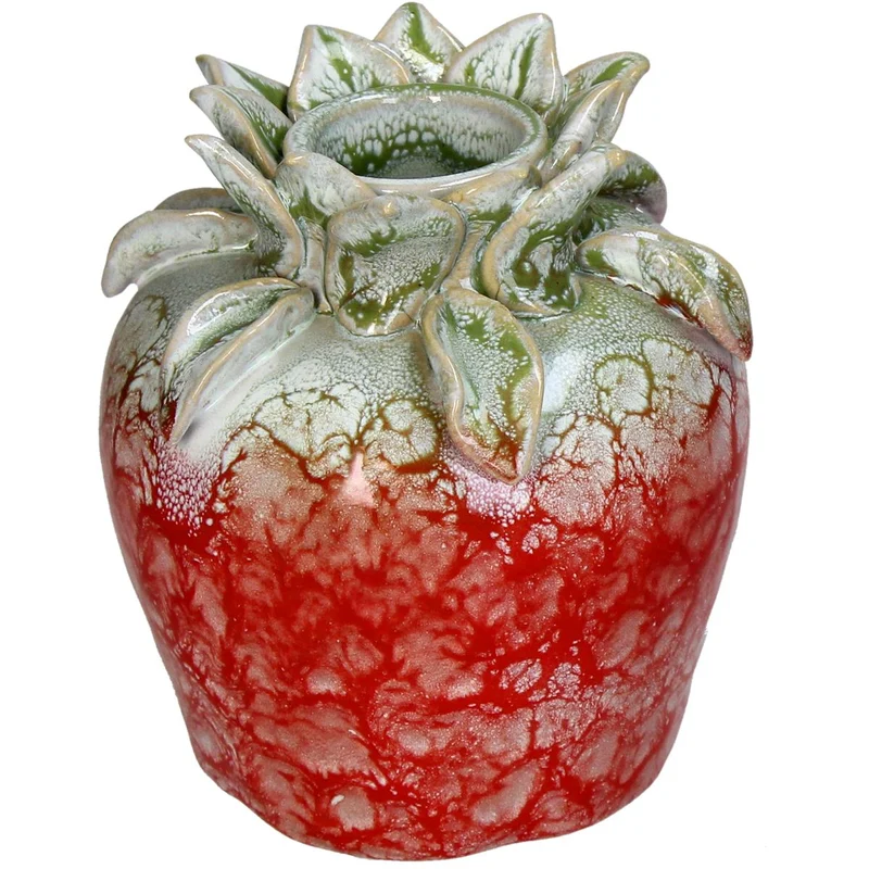 Vase Steingut Rot 13x13x15cm