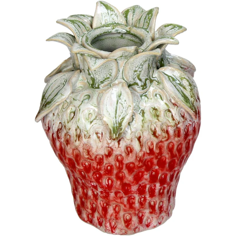 Vase aus Steingut, rot, 11,5 x 11,5 x 15 cm