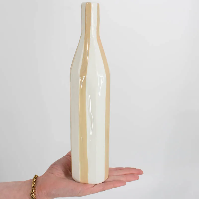 Keramikvase Streifenmuster schlammfarben 6,2x6,2x28,5cm