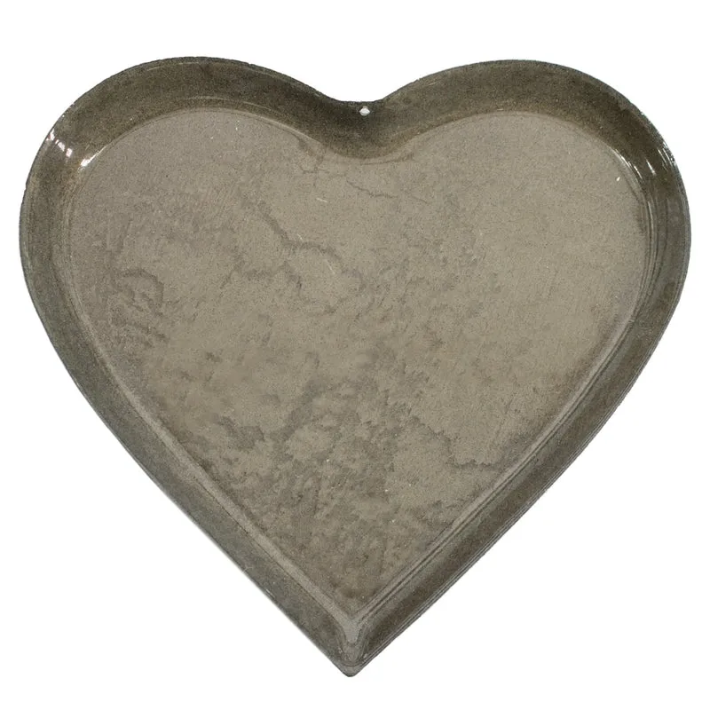 Metalltablett Herzform oliv 12,5x13x0,7cm