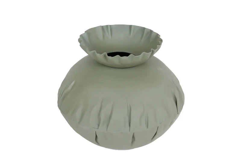 Vase "Mira" M, hellgrün, Metall, 20x20x18,5cm