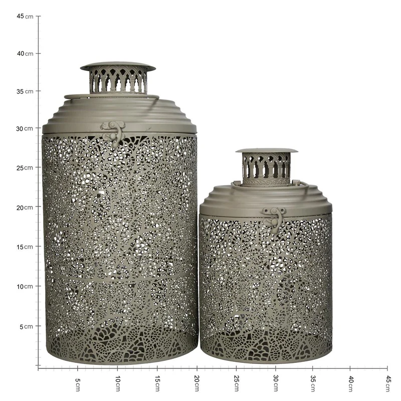 Laterne Metall Elfenbein 21x21x39cm 2er Set