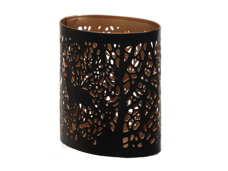 St. 1 Metall-Kerzenhalter ''Baum'' oval schwarz/gold 9x6x10cm