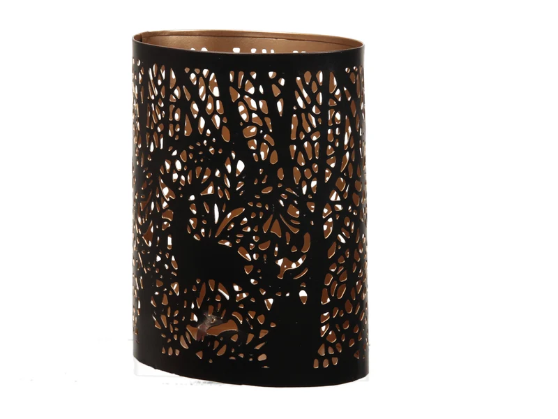 St. 1 Metall-Kerzenhalter ''Baum'' oval schwarz/gold 12x8x15,5cm