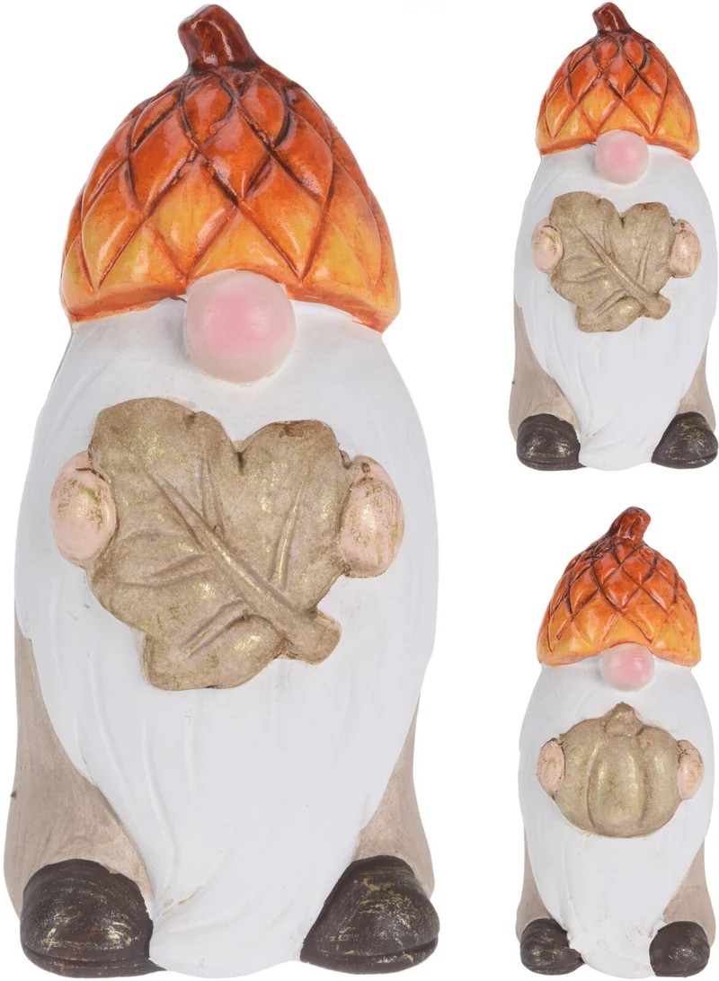 GNOME MIT EICHELHUT TERRAKOTTA 5X5,5X10,5CM 2 ASSORTIERT