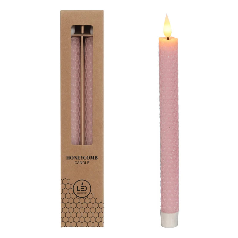 LED-Honigwaben-Kerzen-Set/2 Ø2,2 H.25cm rosa