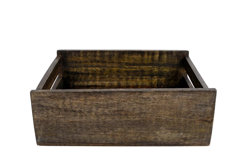 Kiste "Hans" schwarz Mango 31x25x11cm