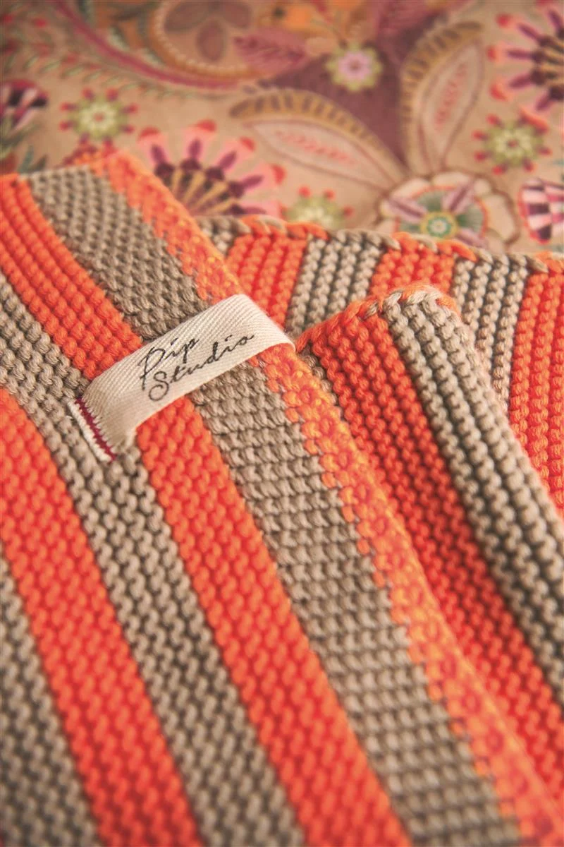 PIP STUDIO Bonsoir Stripe Tagesdecke gestrickt Throw orange 130x170 (1Stück)