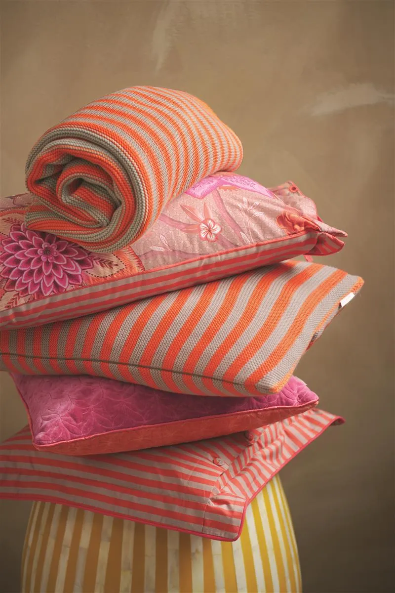 PIP STUDIO Bonsoir Stripe Tagesdecke gestrickt Throw orange 130x170 (1Stück)