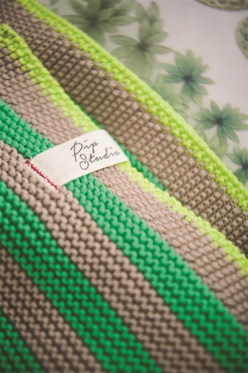 PIP STUDIO Bonsoir Stripe Tagesdecke gestrickt Throw green 130x170cm (1Stück)