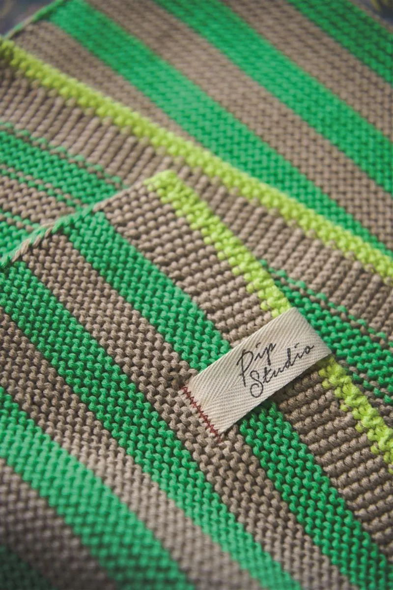 PIP STUDIO Bonsoir Stripe Tagesdecke gestrickt Throw green 130x170cm (1Stück)