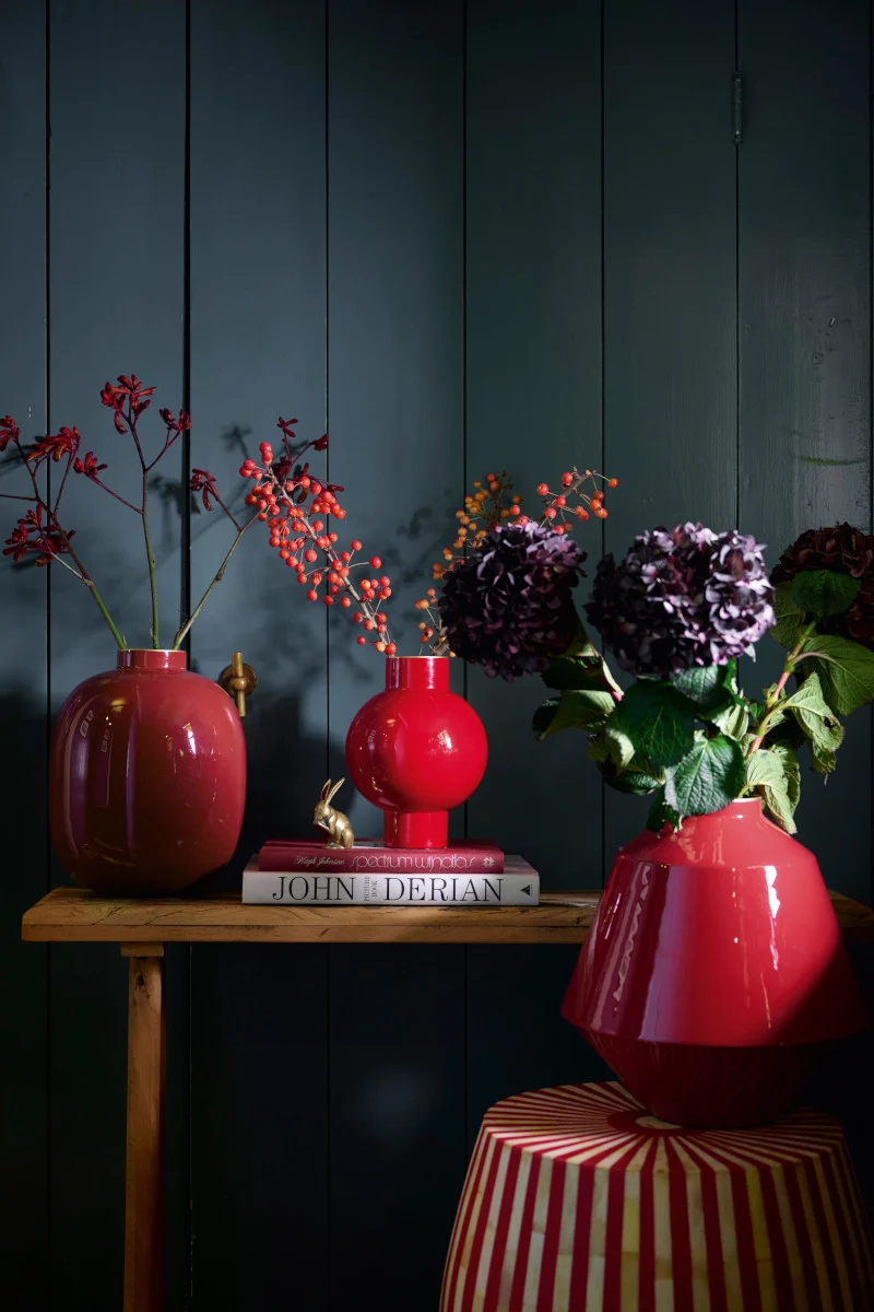 PIP STUDIO Vase Metall dunkelrot 35cm