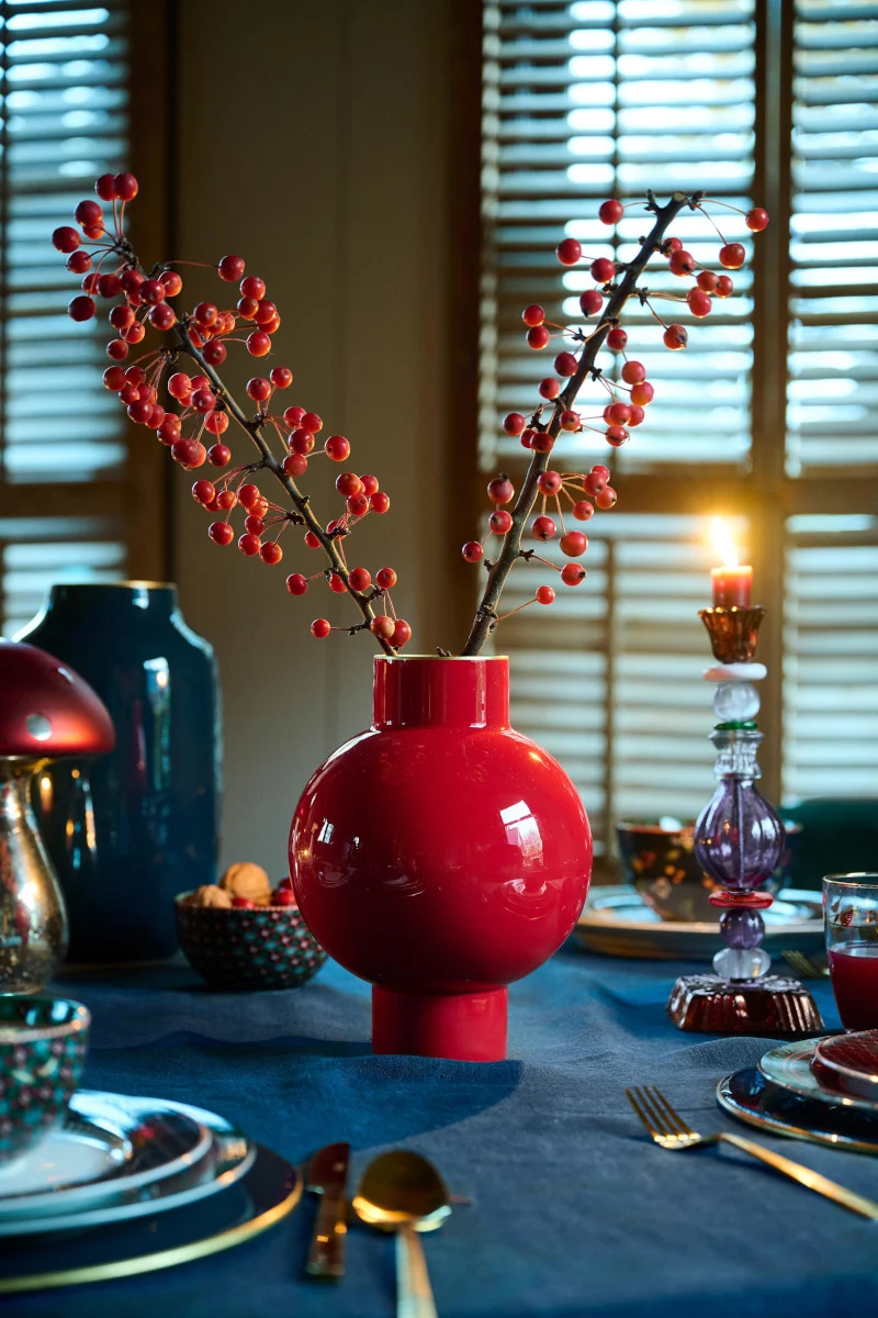 PIP STUDIO Vase Metall klein rot 18x24cm
