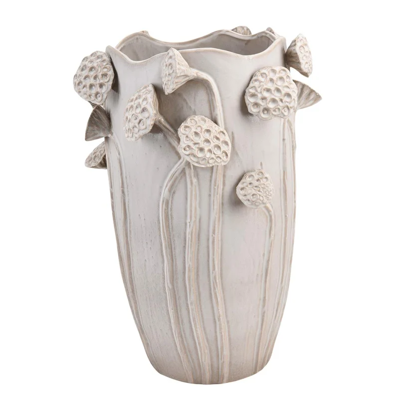 Vase Lotus Steingut Weiß 27,5x25,5x35cm
