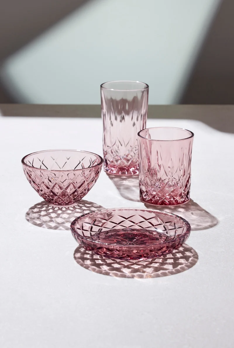 Lyngby Sorrento Teller Glas pink 16 cm Set4