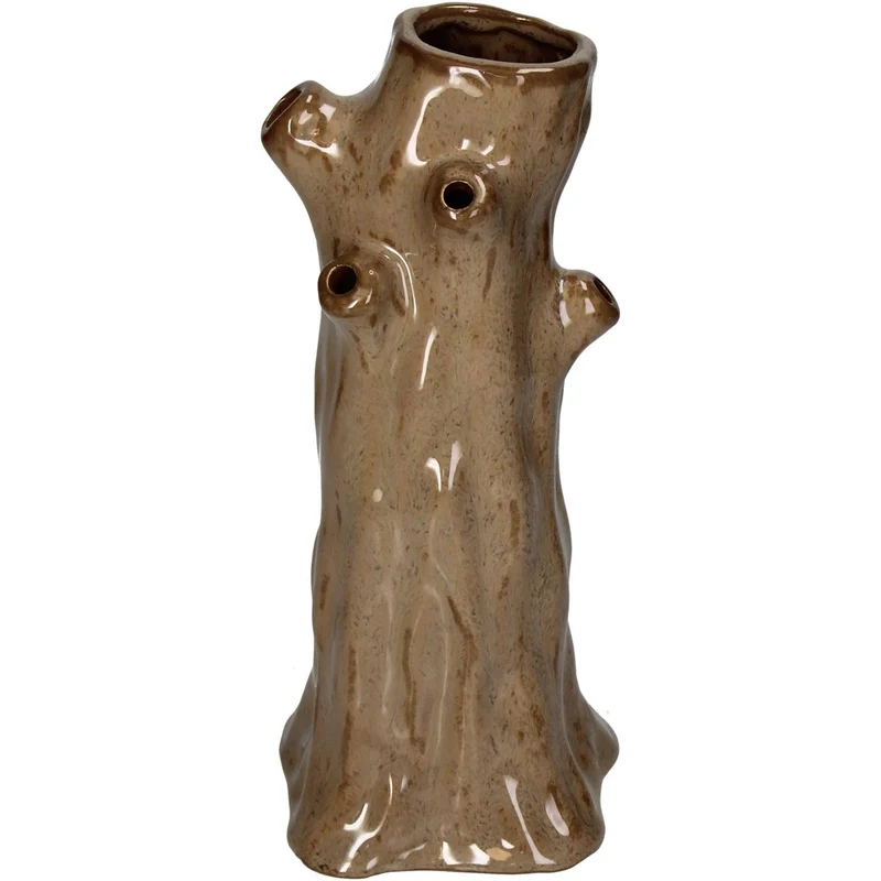 Vase Baumstamm Steingut Taupe 12,5x12x25cm