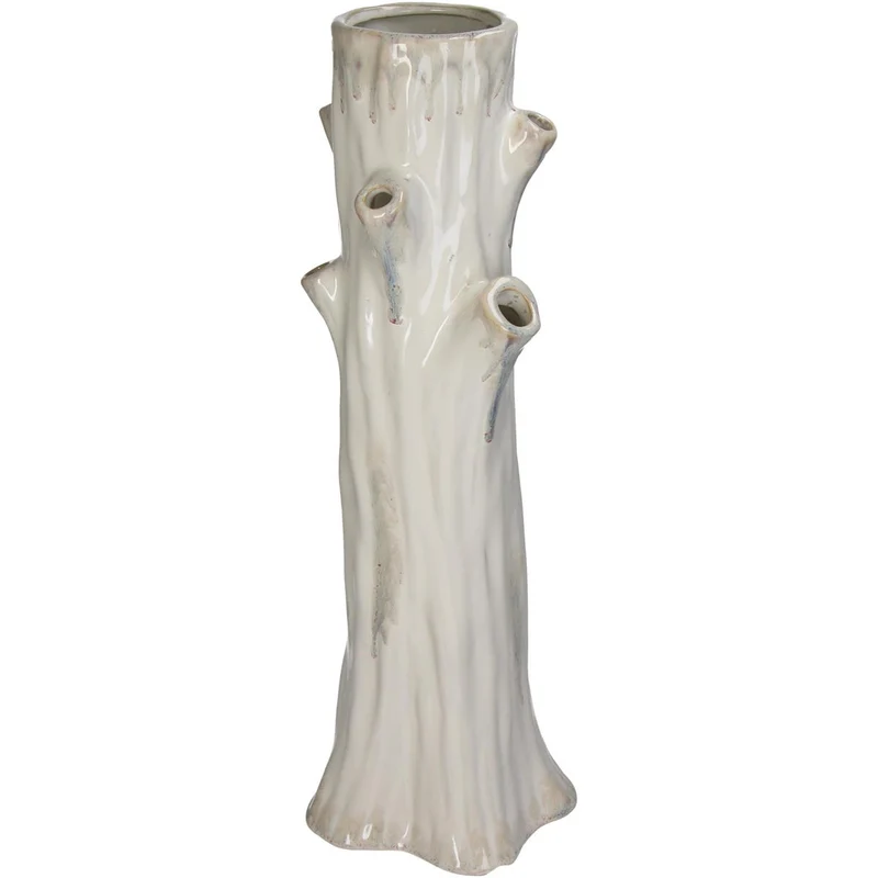 Vase Baumstamm Steingut Weiß 18x17x49cm