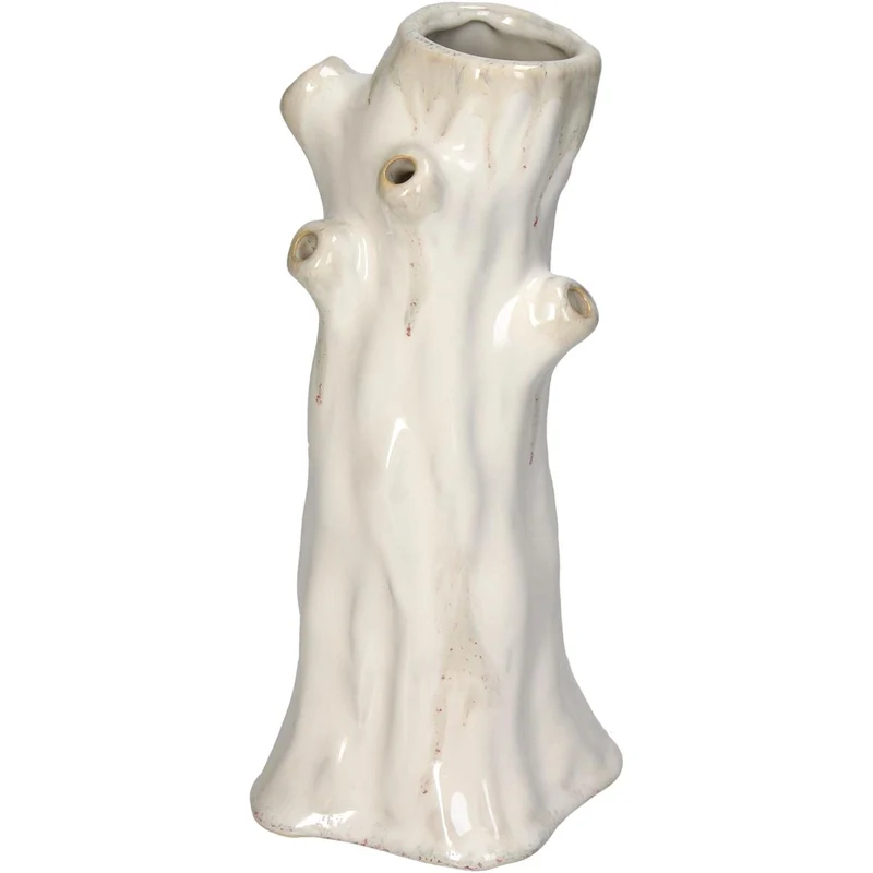 Vase Baumstamm Steingut Weiß 12,5x12x25cm