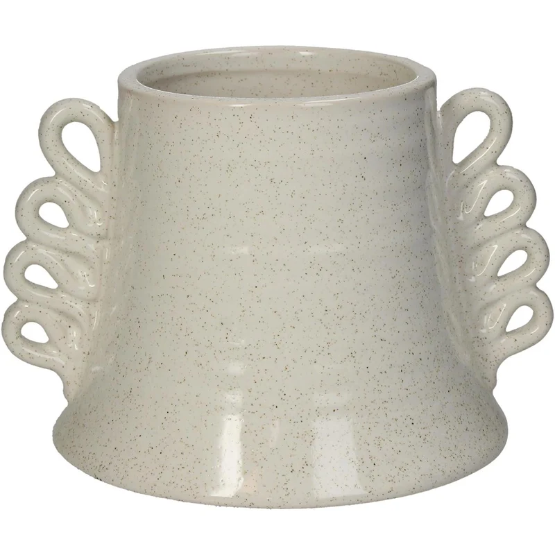 Übertopf Steingut Weiß 16,5x14x11,5cm