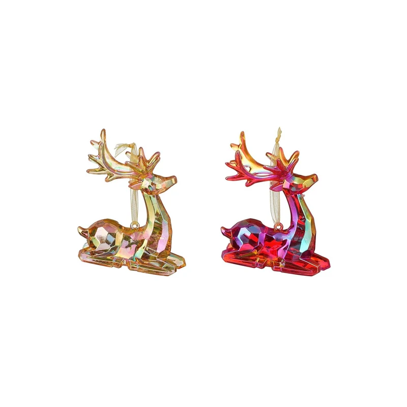 Ornament Hirsch rotgold 2er Set - L7,5xB2,5xH9cm