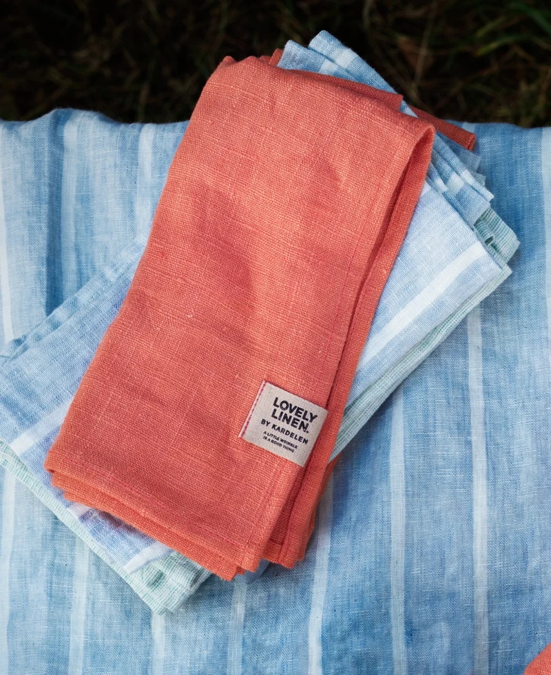 Lovely Linen Stripe Serviette Leinen sky (1 Stück)