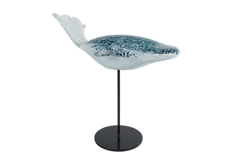 Skulptur "Wal" aus Standard-Grauglas, 30x13,5x28,5cm
