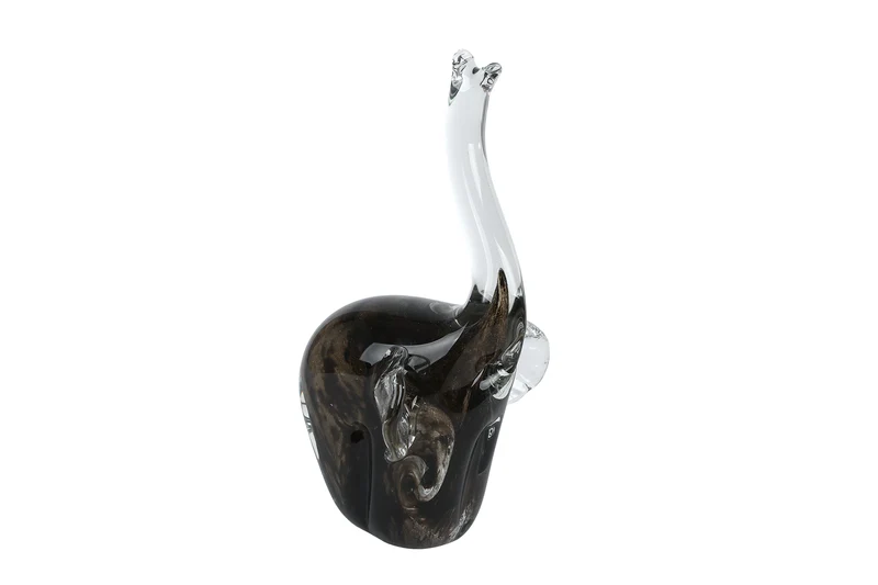 Skulptur "Elefant" d.graues Glas 10x9,5x18cm