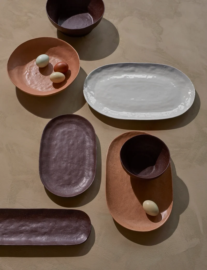 Broste Copenhagen Shape Puce Brown mit Struktur Schale 15 x 7,5 cm