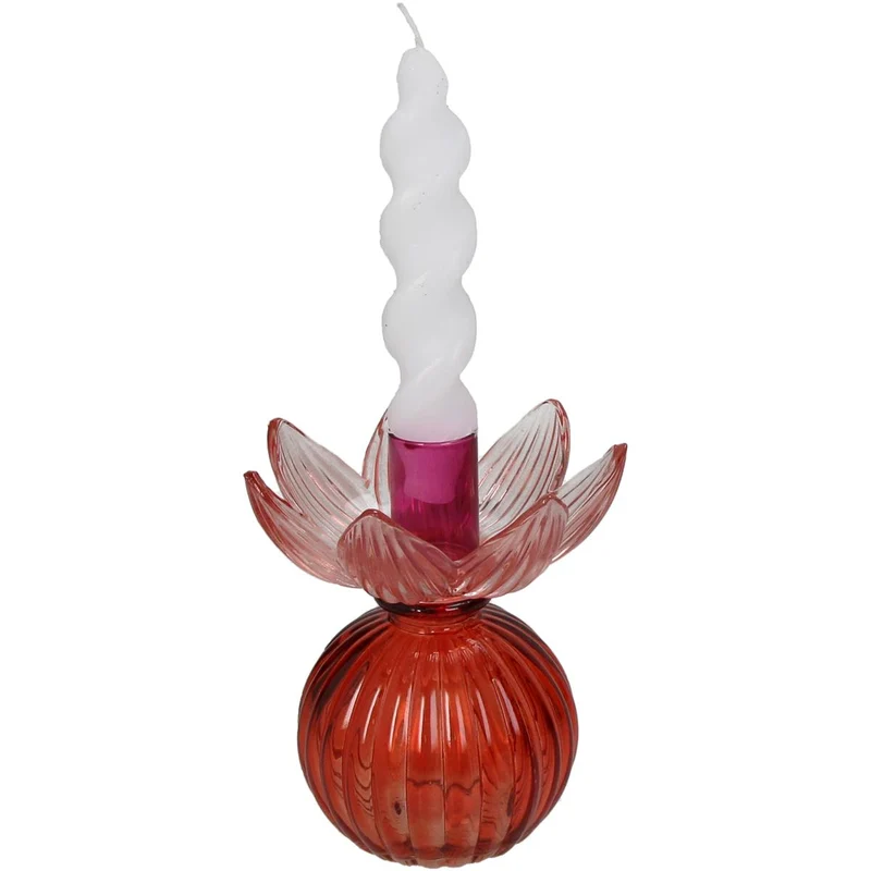 Kerzenhalter Blumen Glas Mehrfarbig 10,9x10,9x14cm