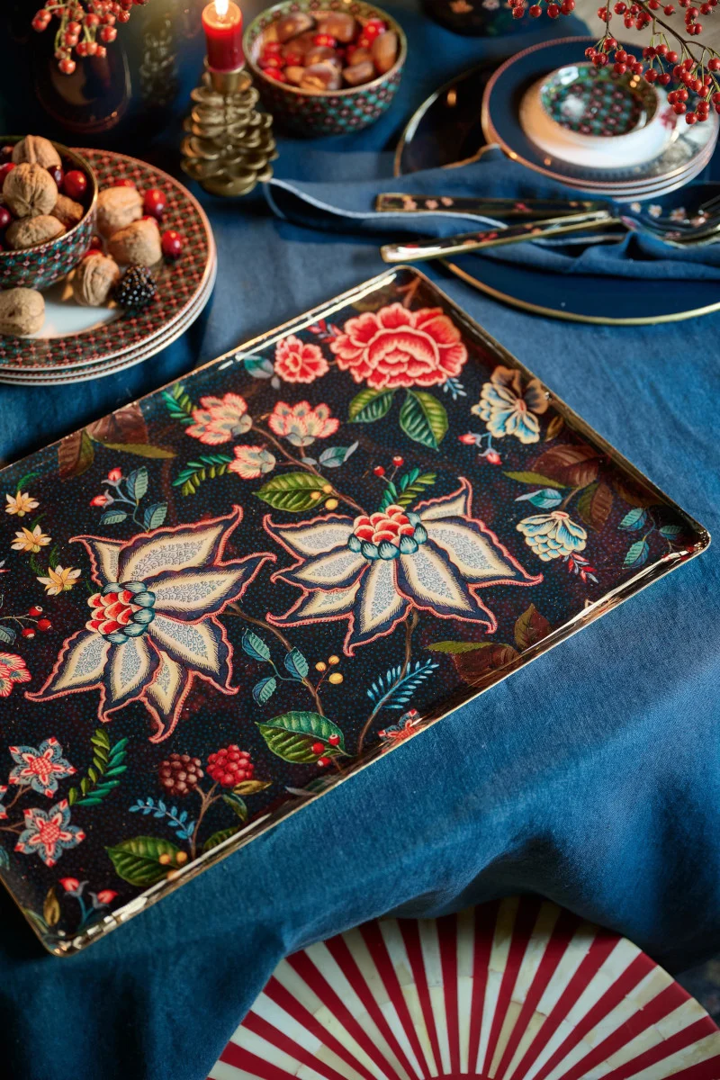 PIP STUDIO Berry Blues Metalltablett blau 48x32cm