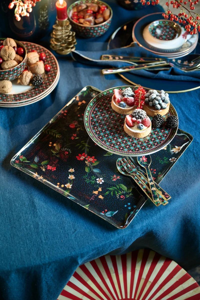 PIP STUDIO Berry Blues Metalltablett blau 30,5x30,5cm