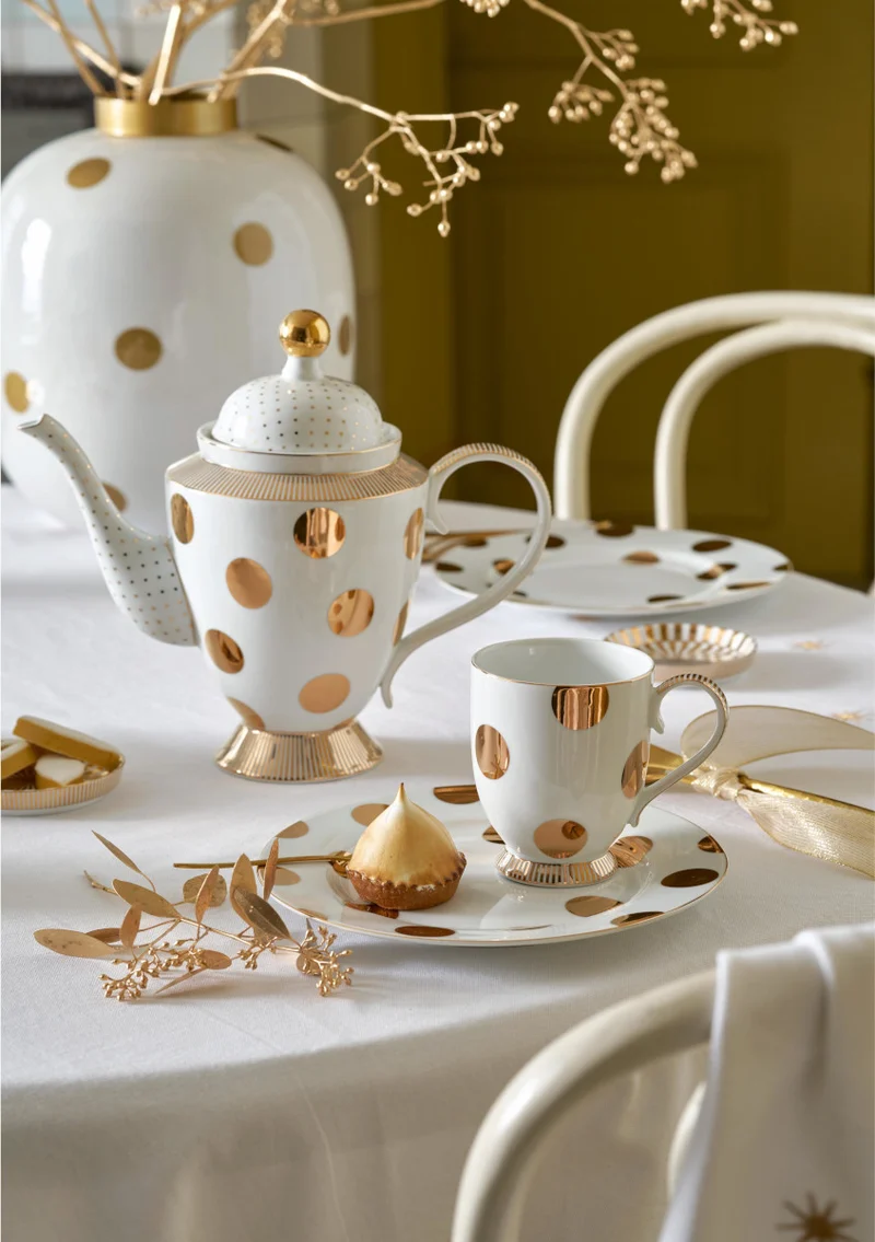 PIP STUDIO Dot Delight Henkelbecher weiß-gold 350ml