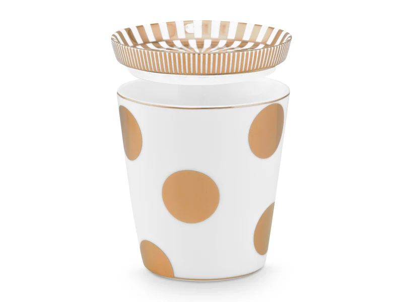 PIP STUDIO Dot Delight Tasse ohne Henkel & Teeablage weiß-gold 230ml