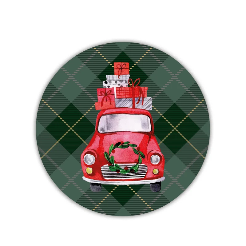 Roll a 100 Aufkleber - Weihnachten - Traditionell mit rotem Auto