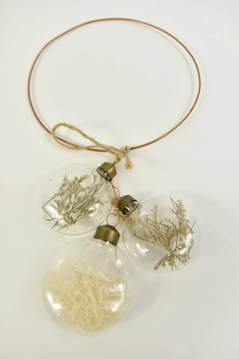 Ring Glas getrocknete Blumen innen transparent dia17.50cm