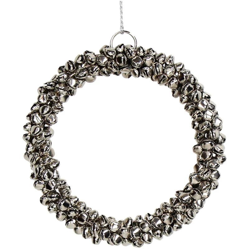 Ornament Glocken Kranz Metall Silber 12cm