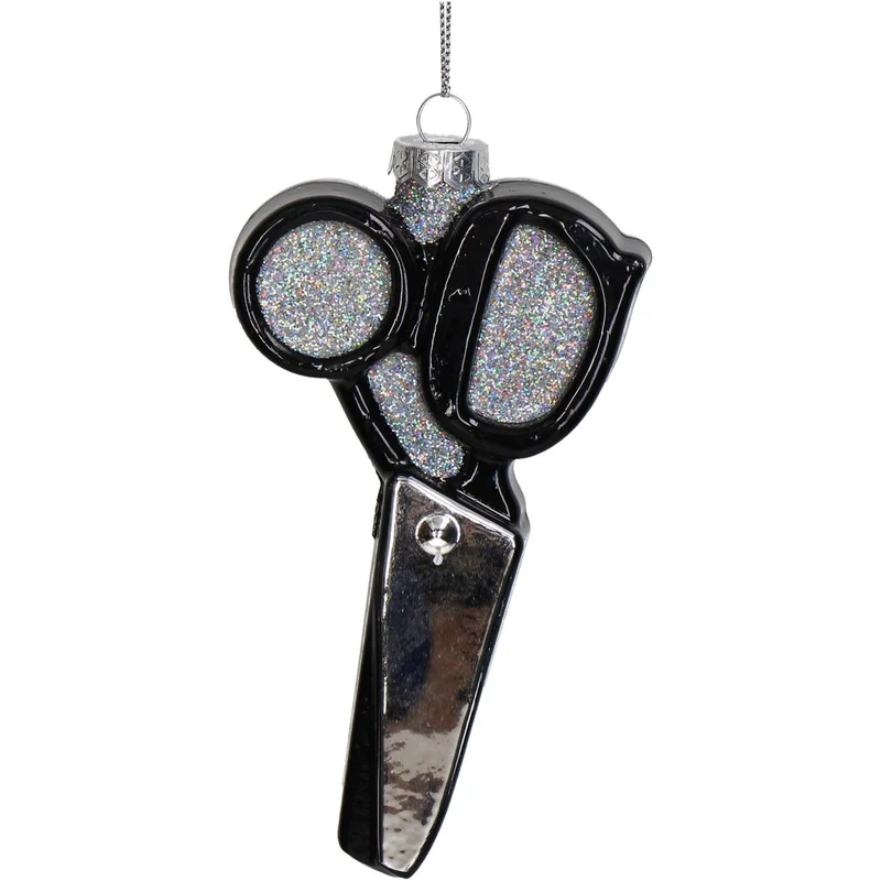 Ornament-Schere Glas Schwarz 14cm
