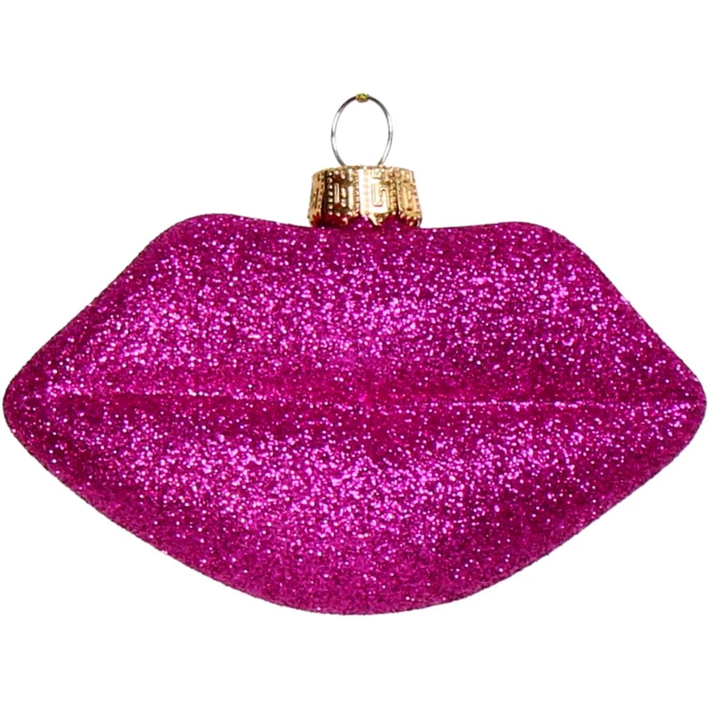 Ornament Lippen Glas Rosa 9,5cm