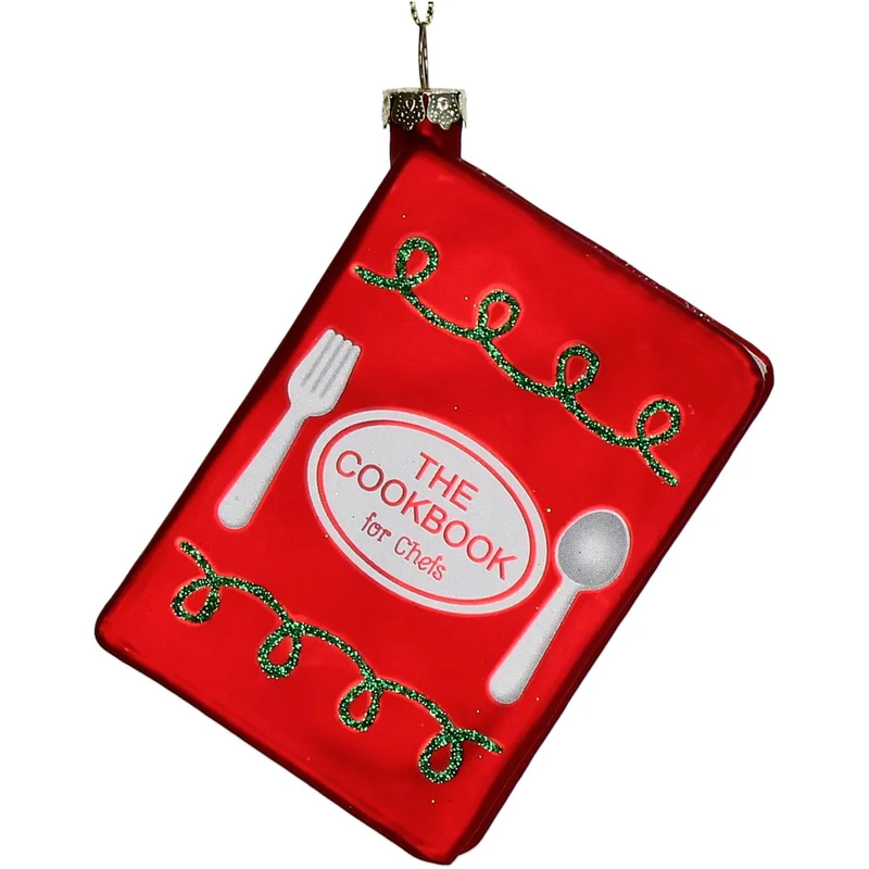 Ornament Kochbuch Glas Rot 9cm